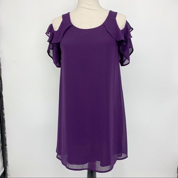 Speechless Purple Ruffle Sleeve Elegant Shift Dress Size XS New - Picture 3 of 8